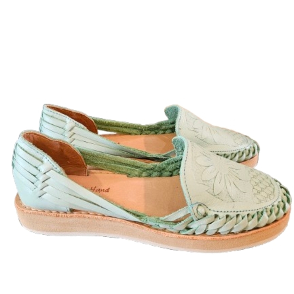 Latins Hand Huaraches Leather Sandals Loafers Women Size 8 Weaved Floral…